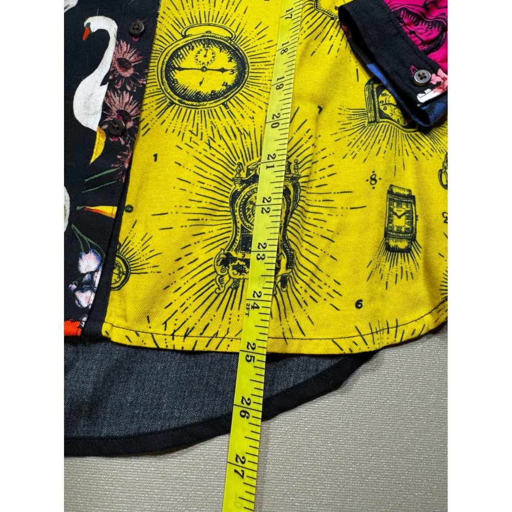 Maeve Anthropologie Mixed Print Patchwork Swan Clock Button Down Shirt *note - Picture 6 of 11